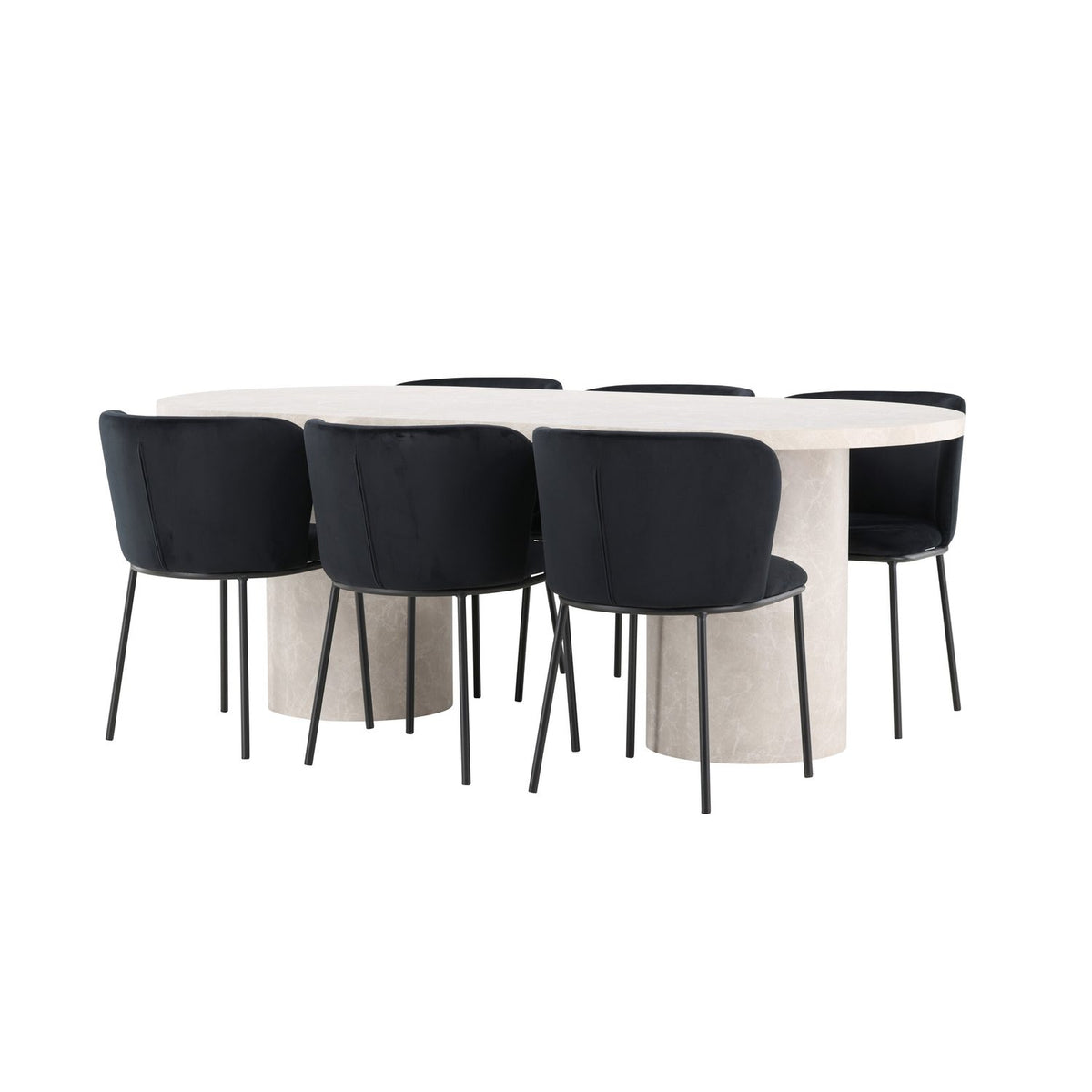 Narvik, Edina Oval matgrupp Svart, Beige, 200 x 100