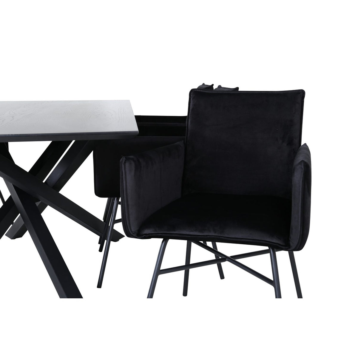 Piazza, Petra Rektangulär matgrupp Svart, Svart, 180 x 90
