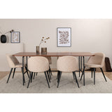 Uno, Velvet Rektangulär matgrupp Beige, Svart, Svart,Natur, 200 x 90