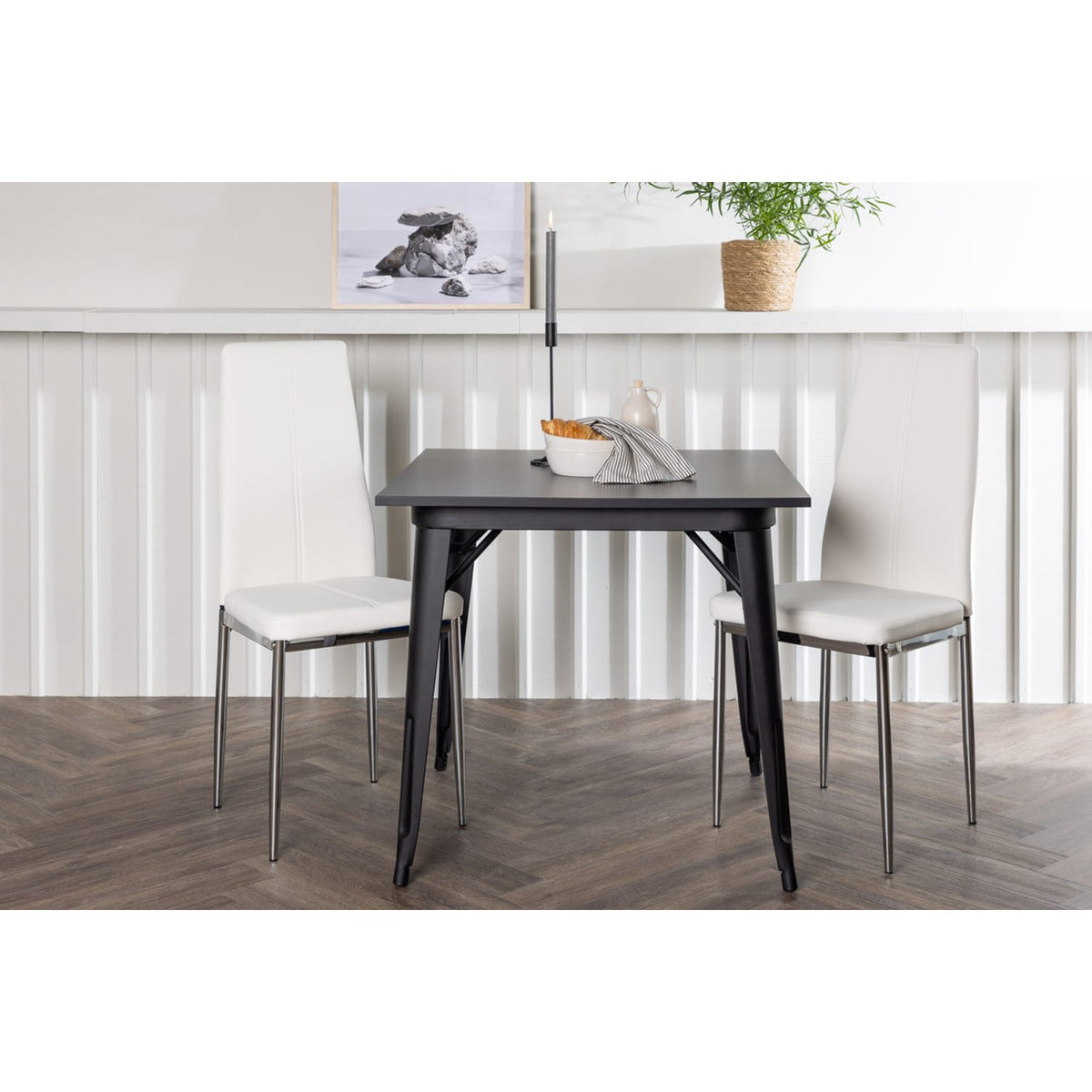 Tempe, Pastill Rektangulär matgrupp Silver,Vitt, Svart, 80 x 80