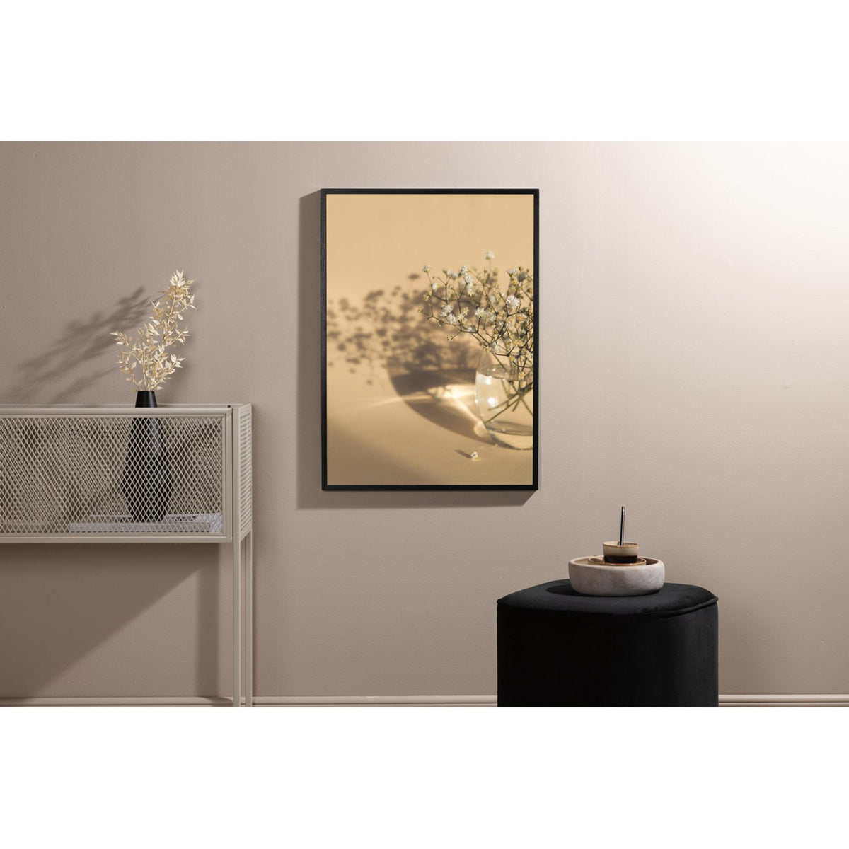 Vita blommor Poster Beige, 70 x 100 cm