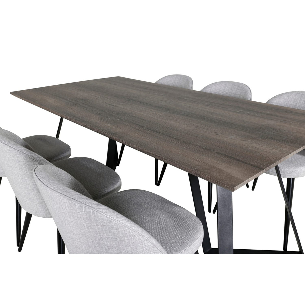 Marina, Velvet Rektangulär matgrupp Svart,Ljusgrå, Svart,Grå, 180 x 90