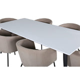 Jimmy, Berit Rektangulär matgrupp Beige, Svart, Svart,Vitt, 195 x 90