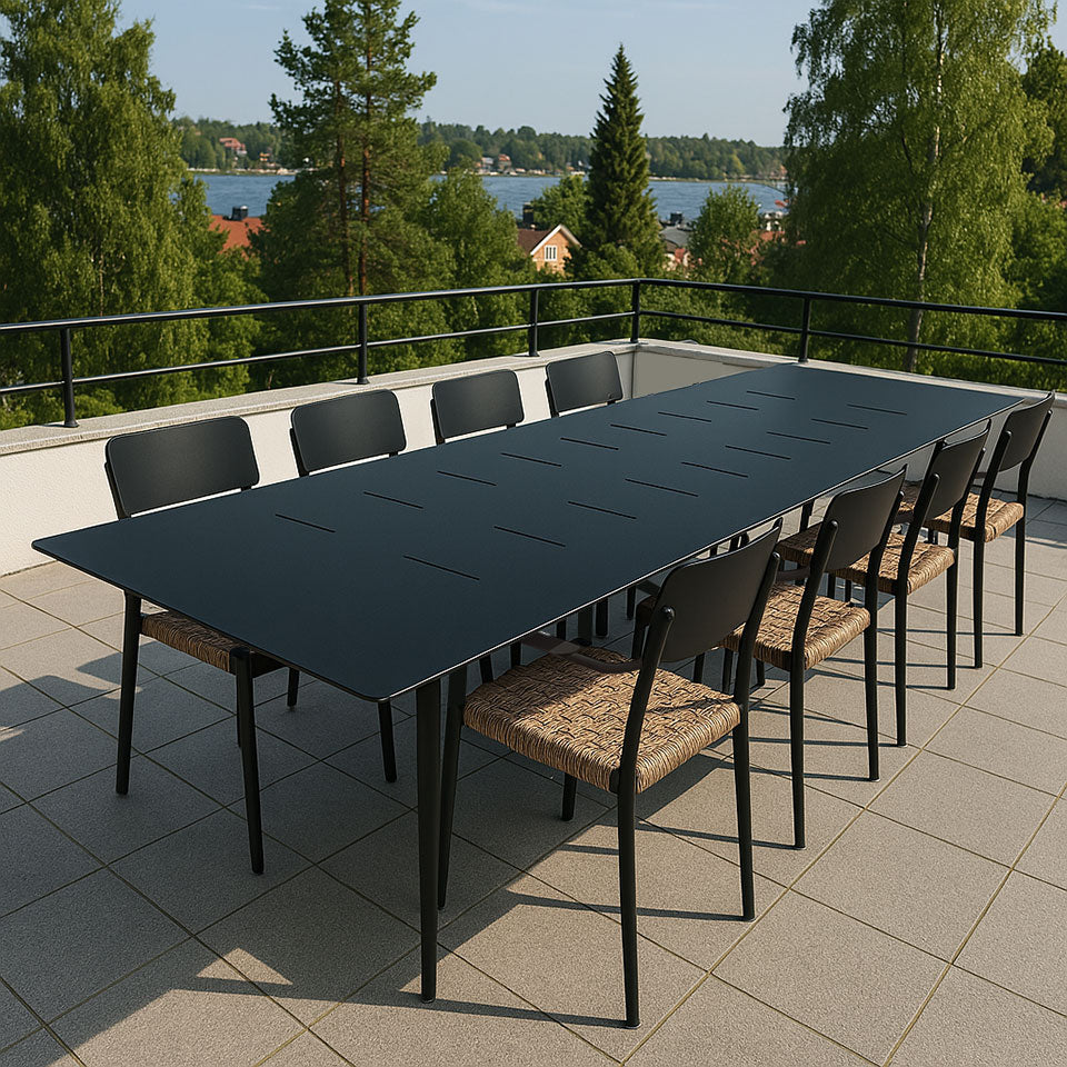 Anzio Matbord XL 110x266-396 cm Svart