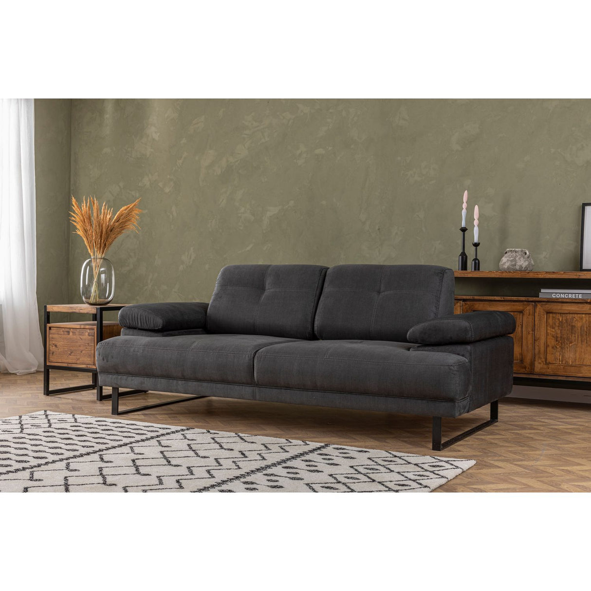 Kingston (199 x 99 x 83 cm) 2-sits bäddsoffa Antracit