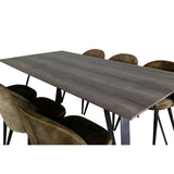 Marina, Velvet Rektangulär matgrupp Svart,Grön, Svart,Grå, 180 x 90