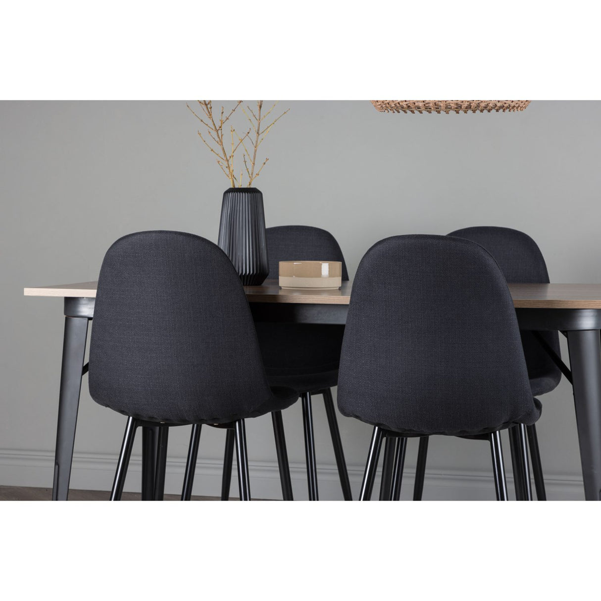 Tempe, Polar Rektangulär matgrupp Svart, Valnöt, 140 x 80