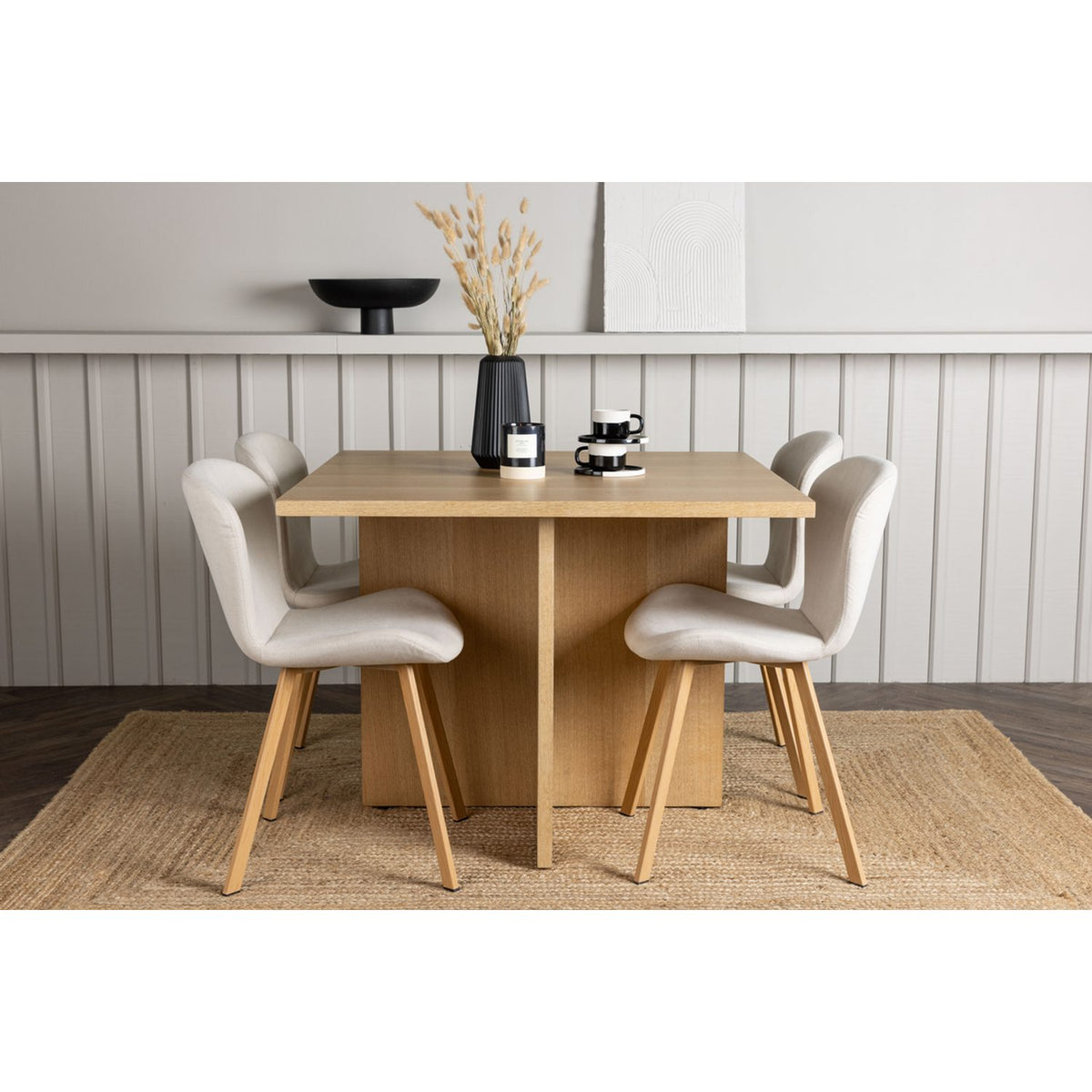 Leo, Lilja Rektangulär matgrupp Beige, Natur, Natur, 100 x 100