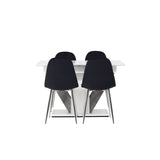 Disa, Polar Rektangulär matgrupp Svart,Silver, Grå,Vitt, 120 x 80