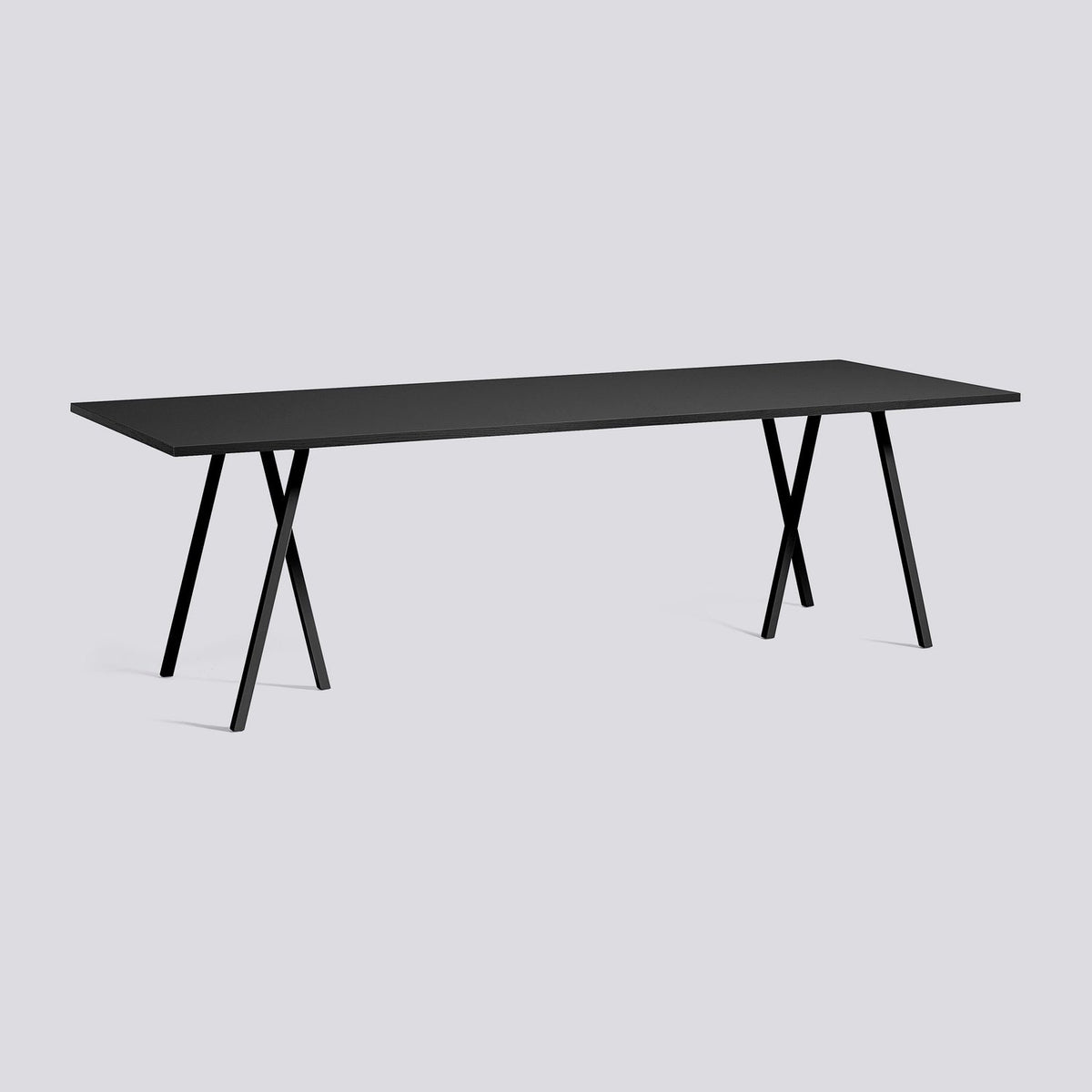 Loop Stand L250 × B92,5 × H74 cm Matbord Black – linoleum, Black – pulverlackerat stål
