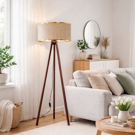 Nagoya (21 x 38 cm) Beige guld Golvlampa