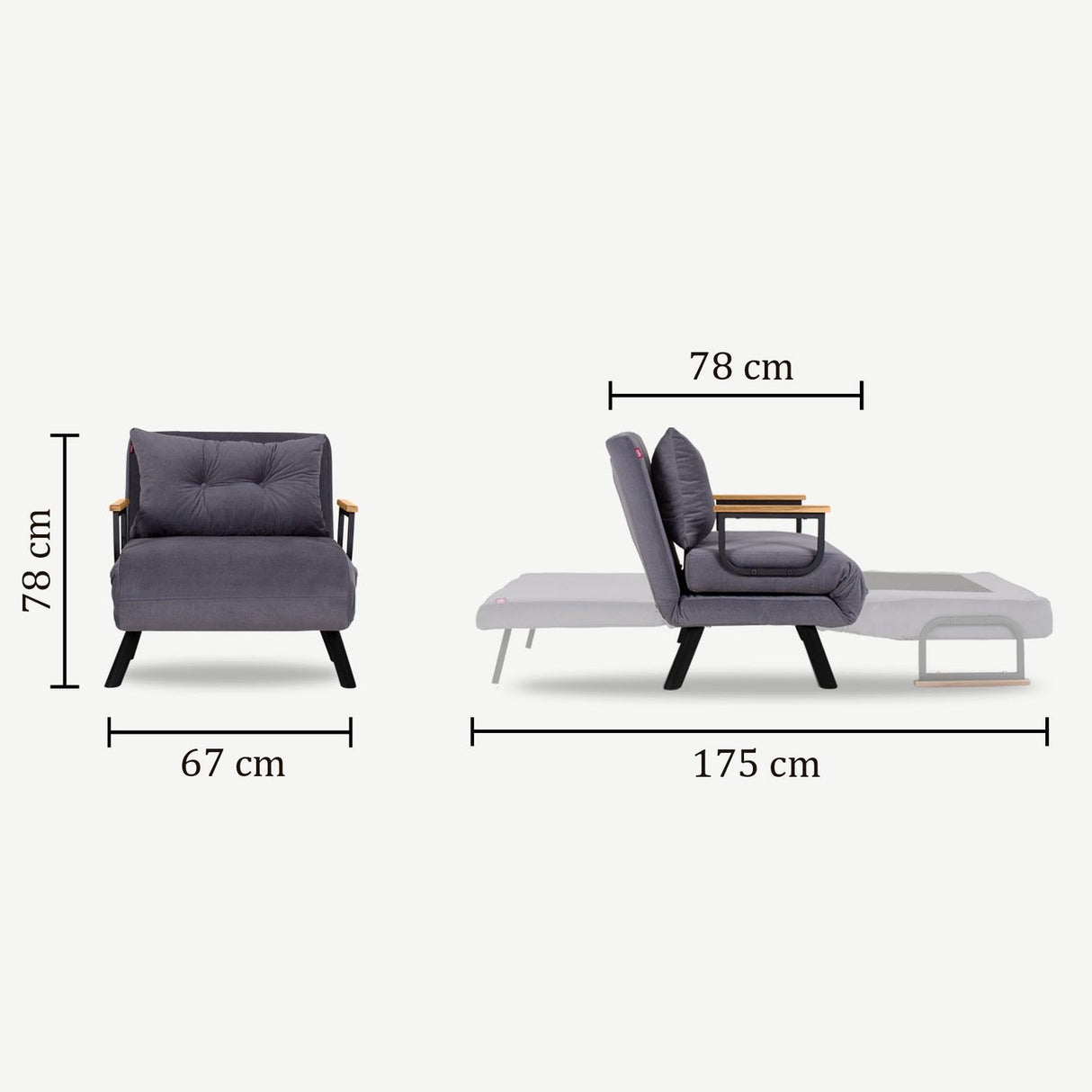 Freetown Single (26 x 120 x 60 cm) 1-sits bäddsoffa Petrolgrön