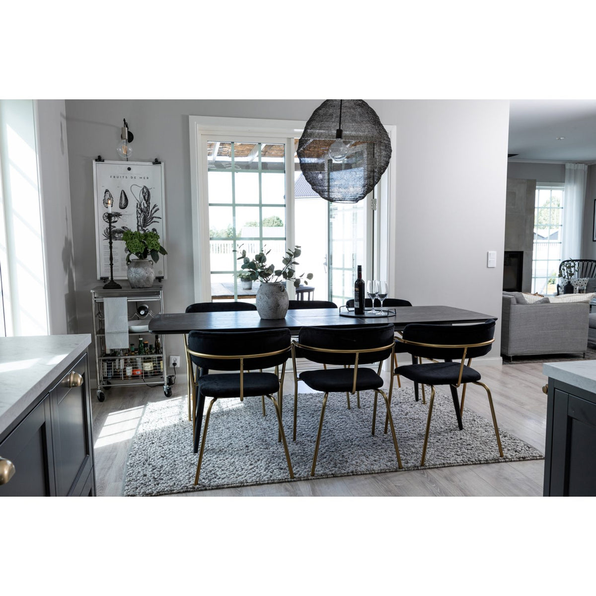 Gold, Arrow Rektangulär matgrupp Svart,Guld, Svart, 180 x 85