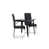 Tempe, Tempo Rektangulär matgrupp Svart,Grå, Svart, 80 x 80