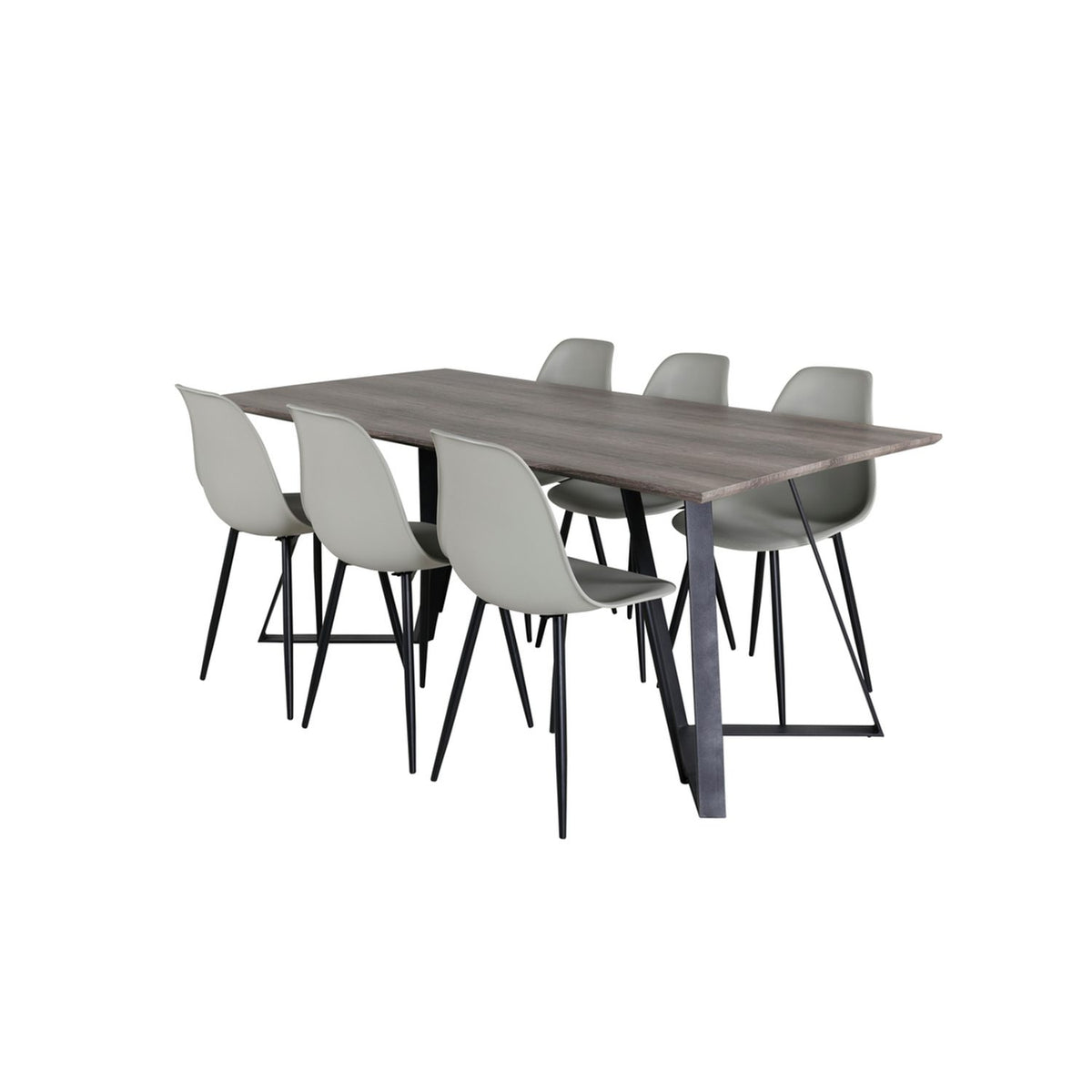 Marina, Polar Rektangulär matgrupp Svart,Grå, Svart,Grå, 180 x 90