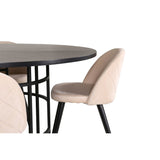 Copenhagen, Velvet Rund matgrupp Beige,Svart, Svart, ⌀140