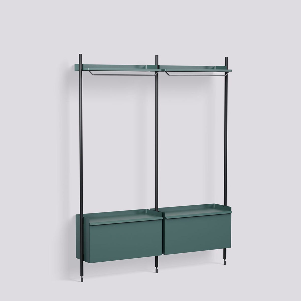 Pier System 1002 2 sektioner 162 × 34 × 209 cm Hyllsystem PS Blue, Black – anodiserad aluminium