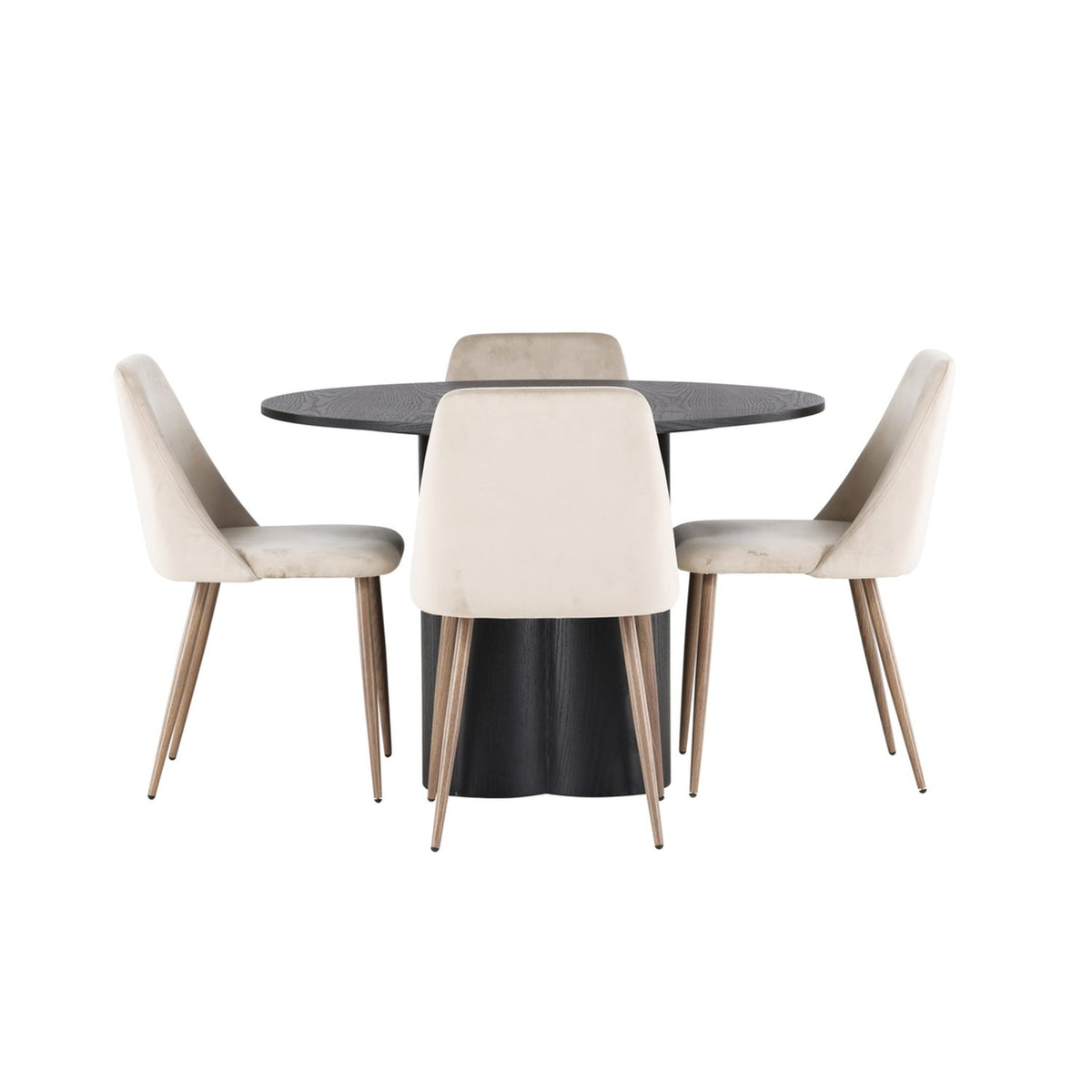 Olivia, Night Rund matgrupp Valnöt, Beige, Svart, ⌀110