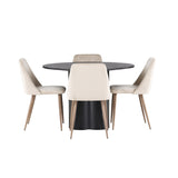 Olivia, Night Rund matgrupp Valnöt, Beige, Svart, ⌀110