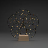 Rund Svart 5x Metall/träbas 100 amber micro-LED Stående Ljusdekoration Inne