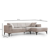Hanoi (250-140 x 85 x 77 cm) Hörnsoffa-bäddsoffa Ecru, Höger