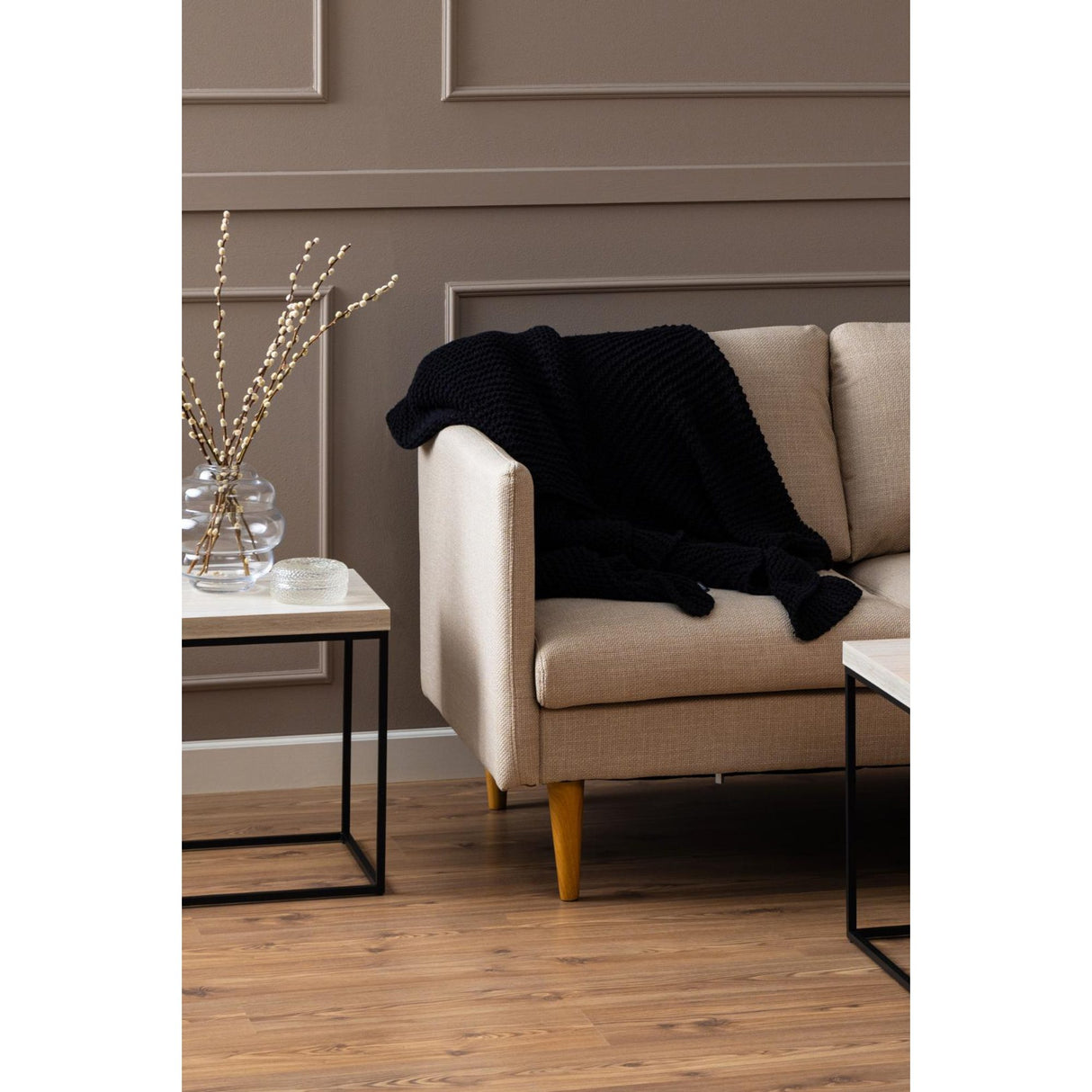 Milly 2-sits med schäslong Basel tyg Beige 24