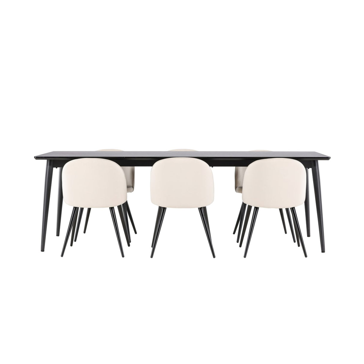 Ellis, Velvet Rektangulär matgrupp Beige,Svart, Svart, 230 x 85
