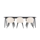 Ellis, Velvet Rektangulär matgrupp Beige,Svart, Svart, 230 x 85