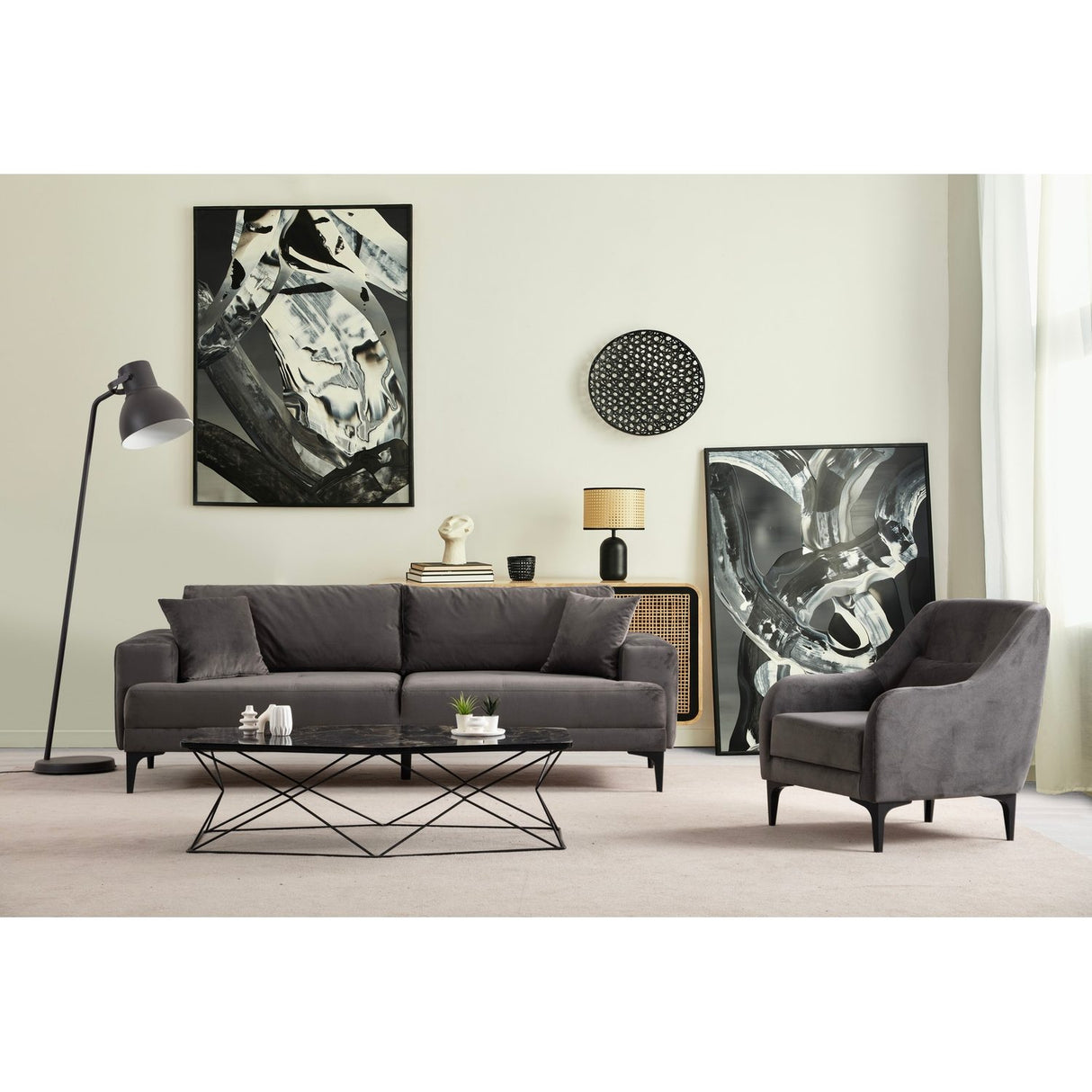 Harare 3-sits (234 x 100 x 78 cm) 3-sitssoffa Antracit