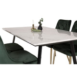 Estelle, Velvet Deluxe Rektangulär matgrupp Guld,Grön, Svart,Vitt, 140 x 90