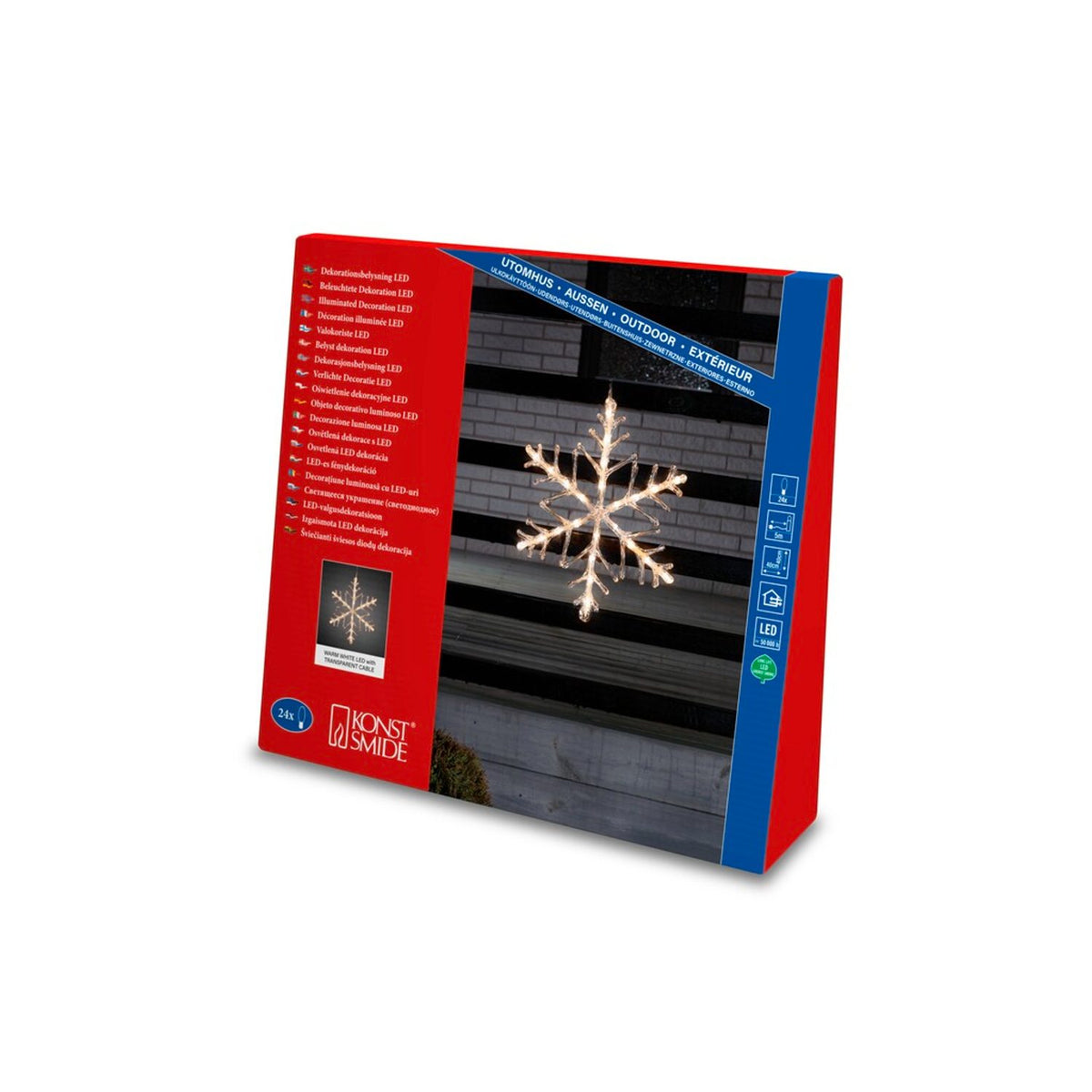 Snöflinga 40cm 24 varmvit LED Ljusdekoration Ute
