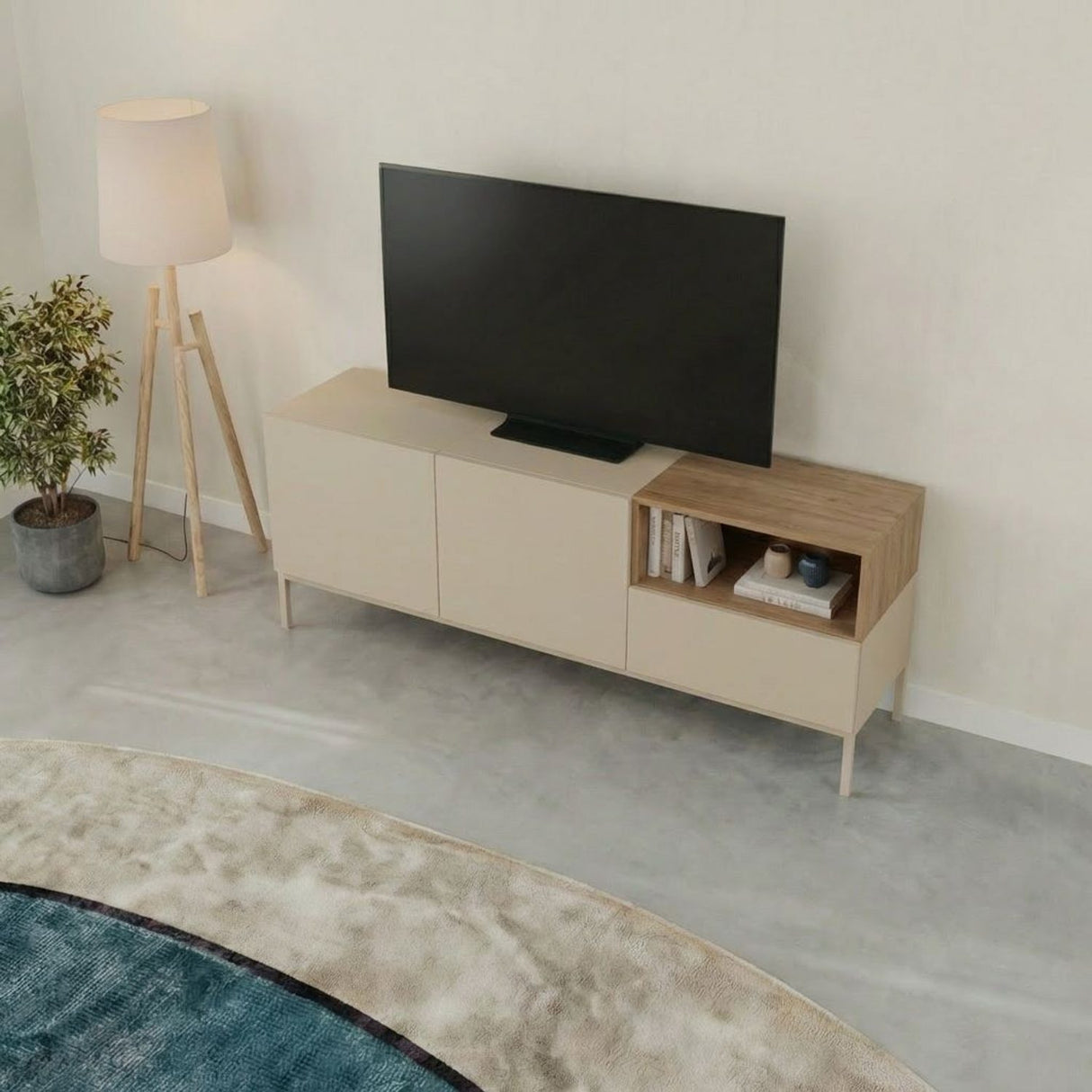 Cailin 140 (140 x 55 x 41,8 cm) TV-bänk Sandsten naturlig ek