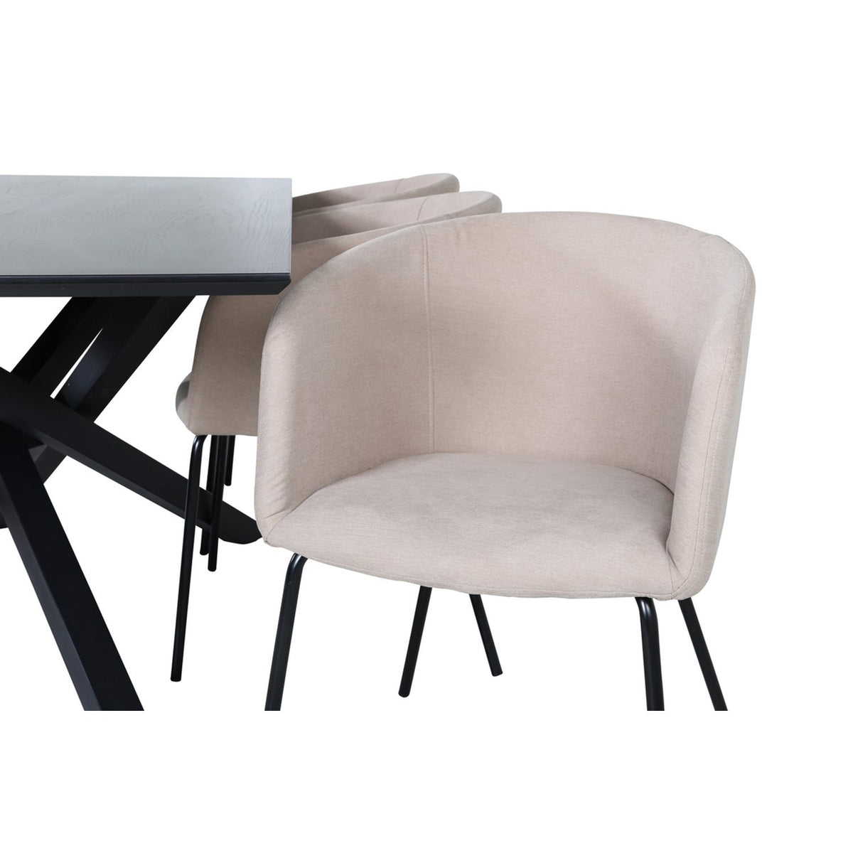 Piazza, Berit Rektangulär matgrupp Beige, Svart, Svart, 180 x 90