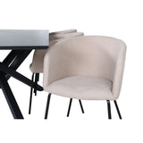 Piazza, Berit Rektangulär matgrupp Beige, Svart, Svart, 180 x 90