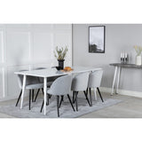 Polar, Velvet Rektangulär matgrupp Svart,Ljusgrå, Vit, 180 x 90