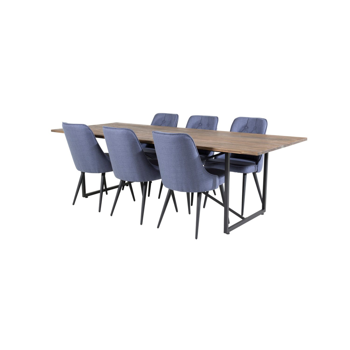 Padang, Velvet Deluxe Rektangulär matgrupp Svart,Blå, Svart,Natur, 250 x 100