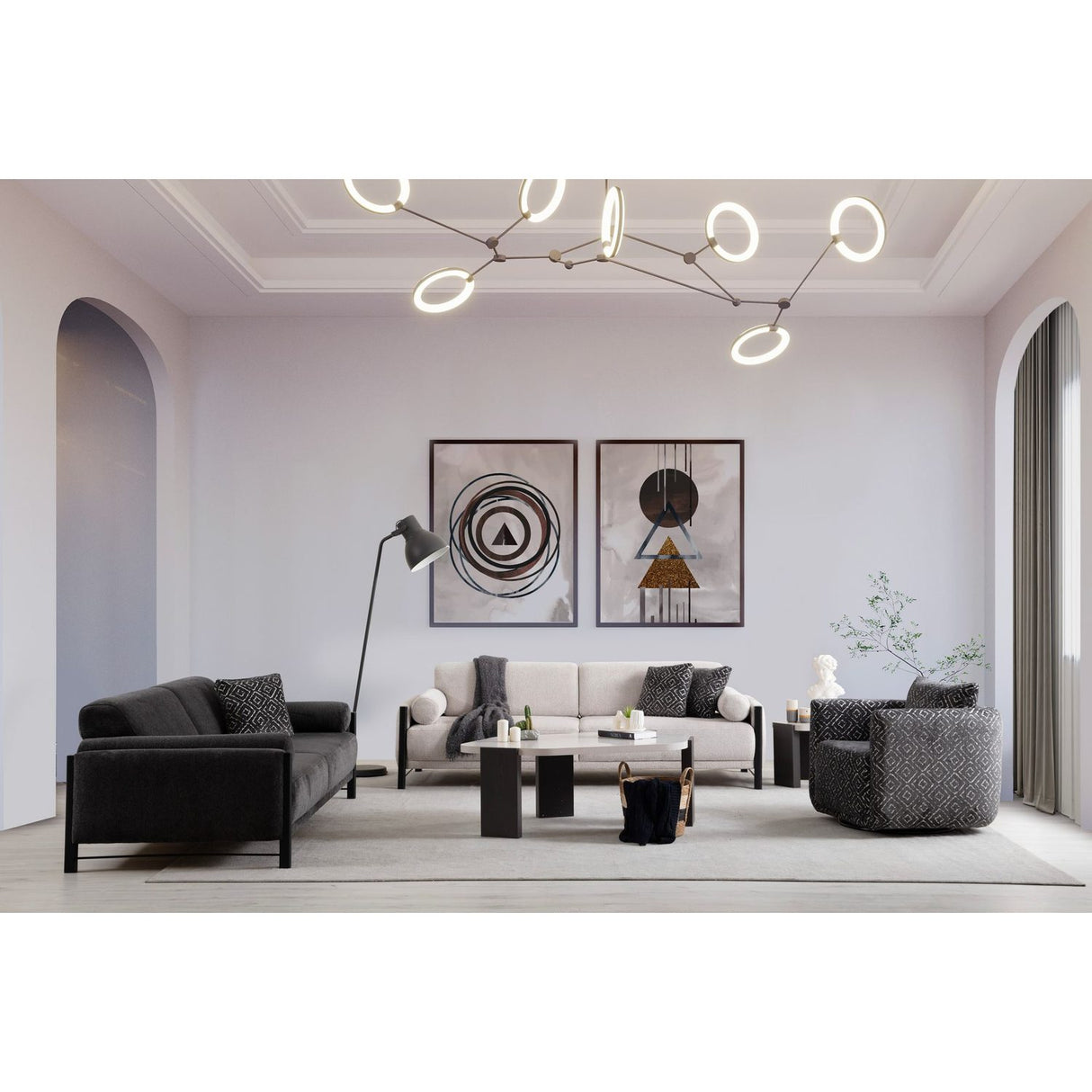 Norra (235 x 67 x 100 cm) 3-sitssoffa Grå