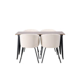 Tempe, Berit Rektangulär matgrupp Beige, Svart, Valnöt, 140 x 80
