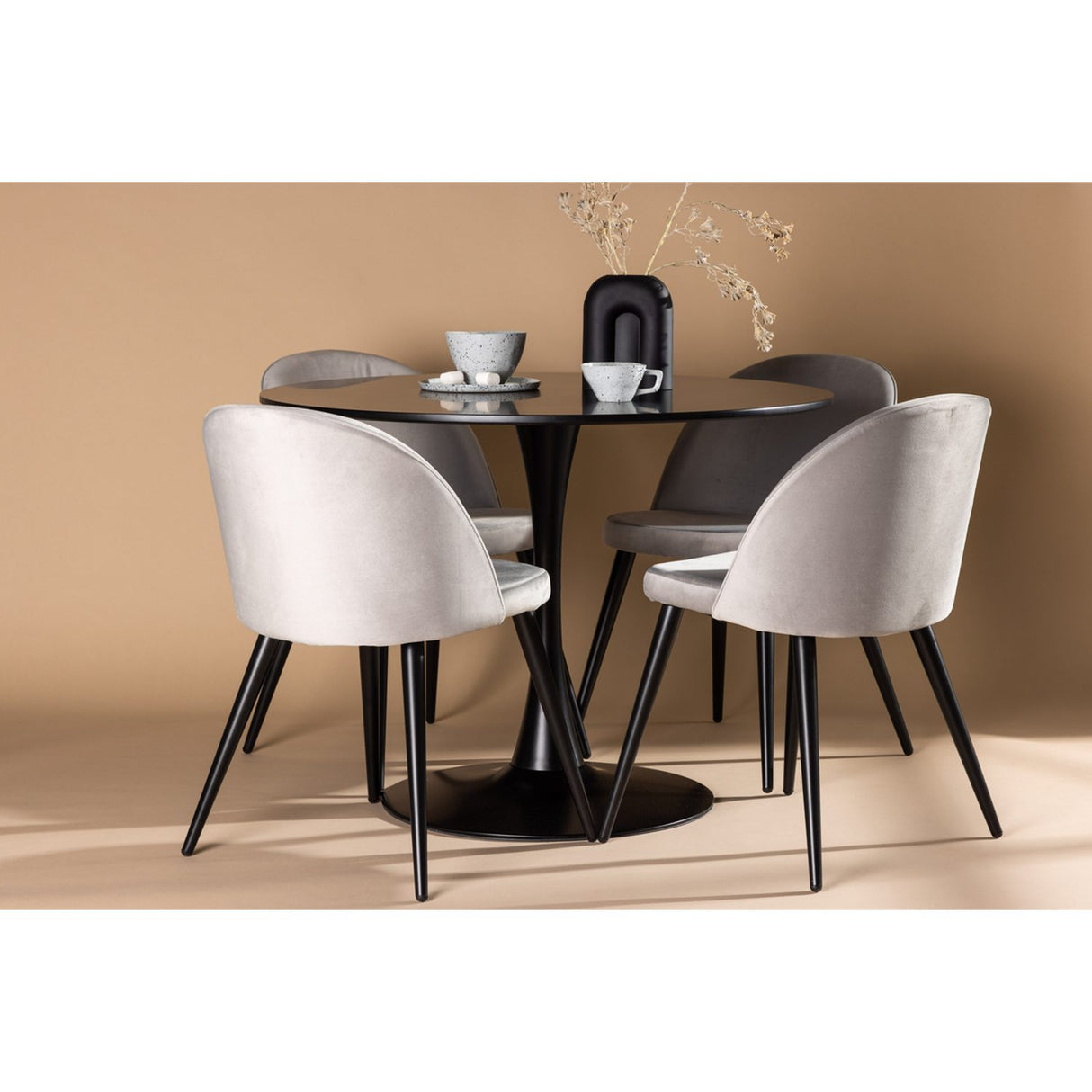 Glade, Velvet Rund matgrupp Svart,Grå, Svart, ⌀100