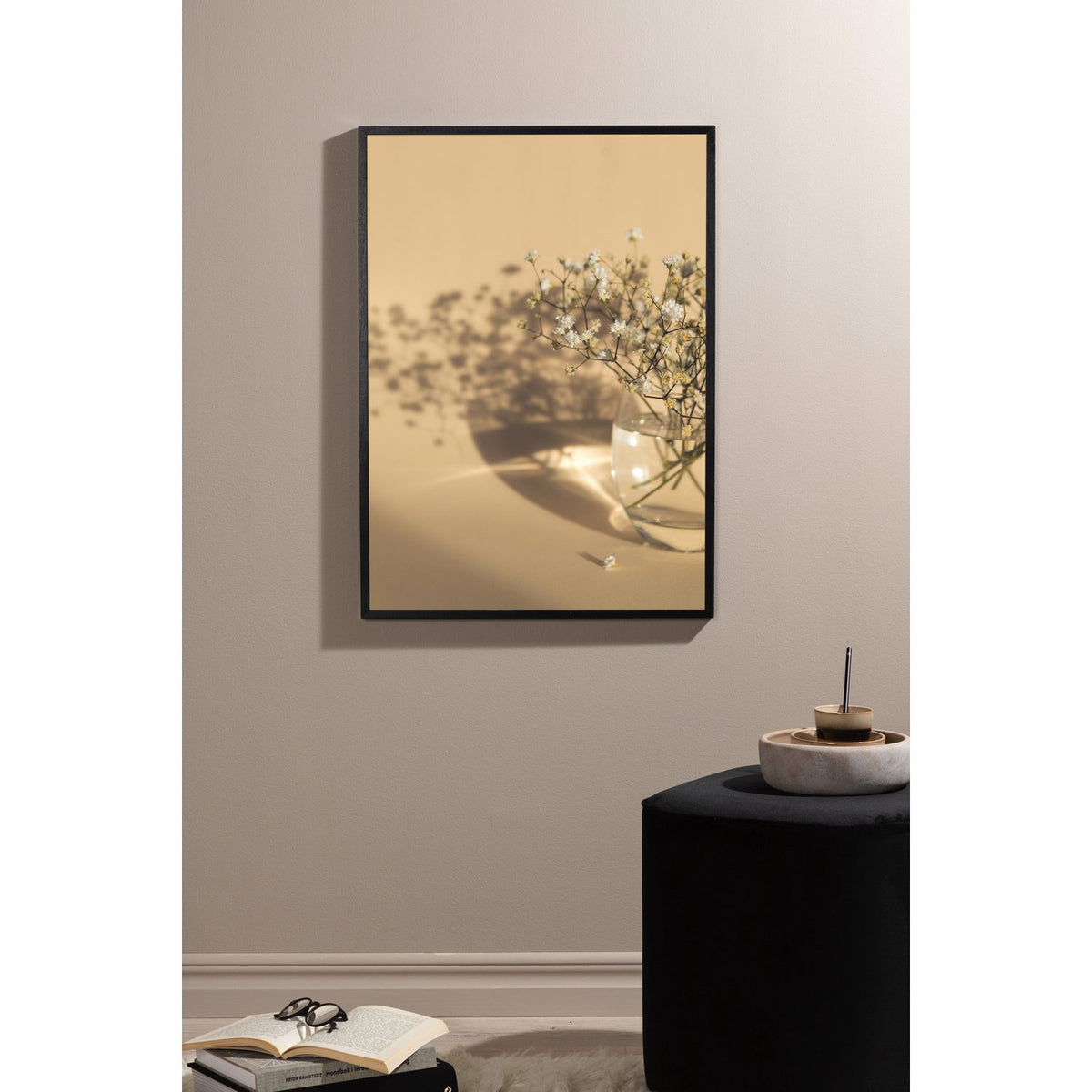 Vita blommor Poster Beige, 30 x 40 cm