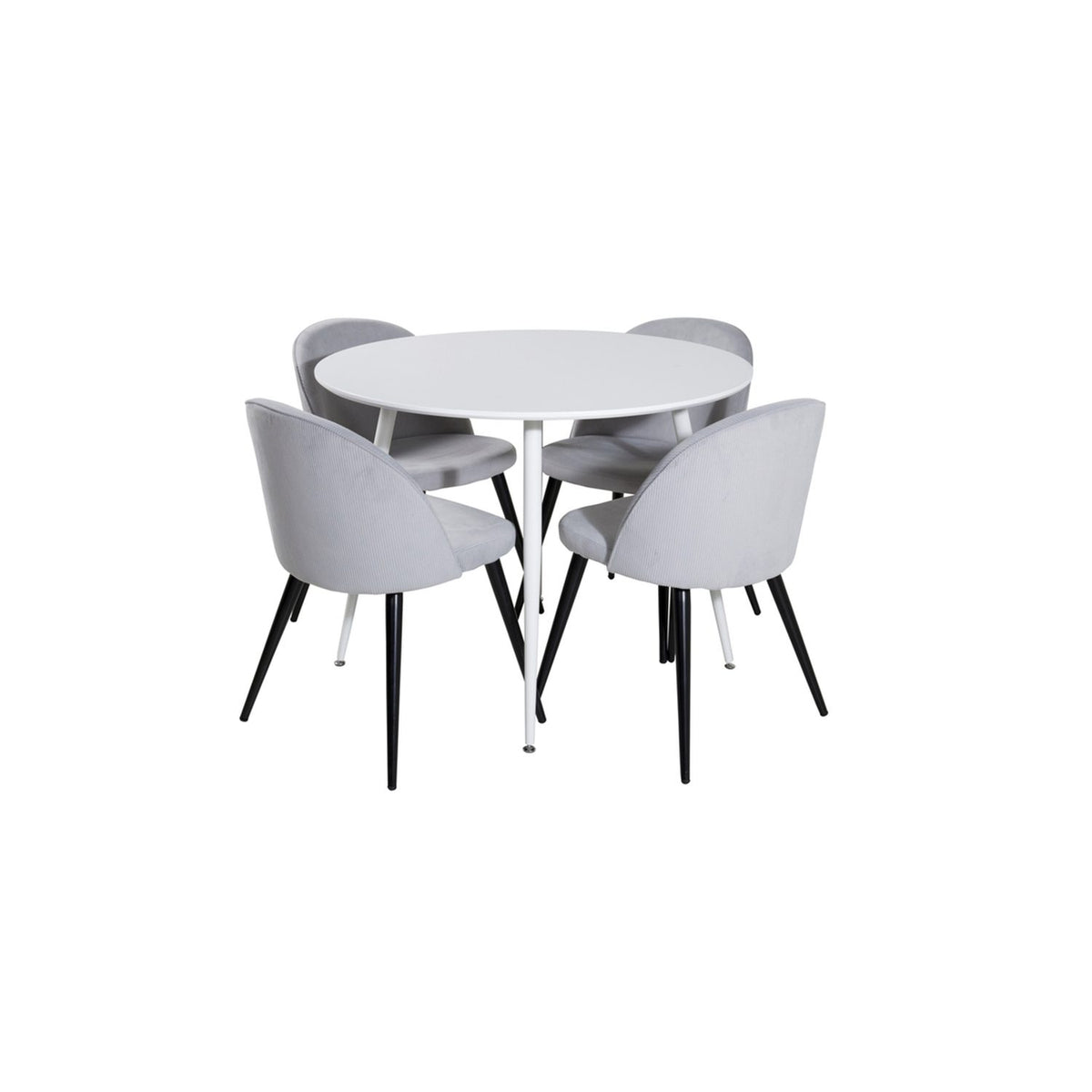 Plaza, Velvet Rund matgrupp Svart,Ljusgrå, Vit, ⌀100