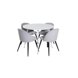 Plaza, Velvet Rund matgrupp Svart,Ljusgrå, Vit, ⌀100