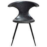 Flair Stol Vintage Black Art.Leather, Round Black