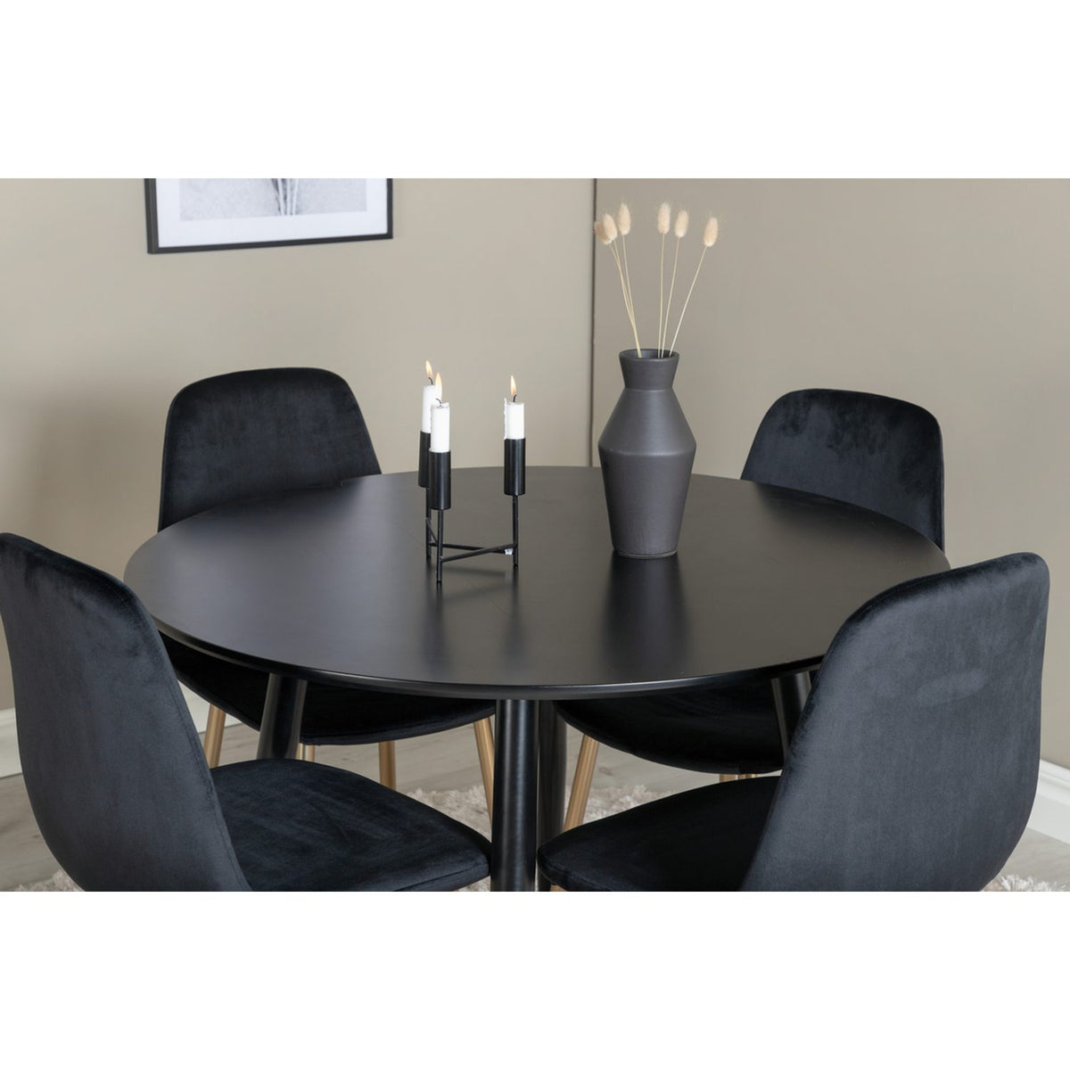Plaza, Polar Rund matgrupp Svart,Guld, Svart, ⌀100