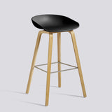 AAS 32 75 cm Barpall Black 2.0, ekfaner med vattenbaserad lack, Rostfritt stål