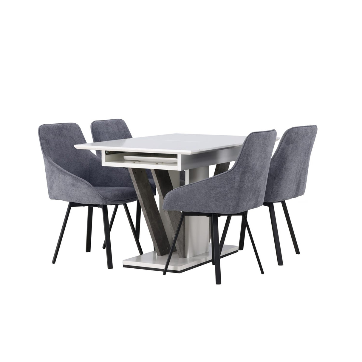 Disa, Rosie Rektangulär matgrupp Svart,Grå, Grå,Vit, 120 x 80