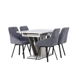 Disa, Rosie Rektangulär matgrupp Svart,Grå, Grå,Vit, 120 x 80