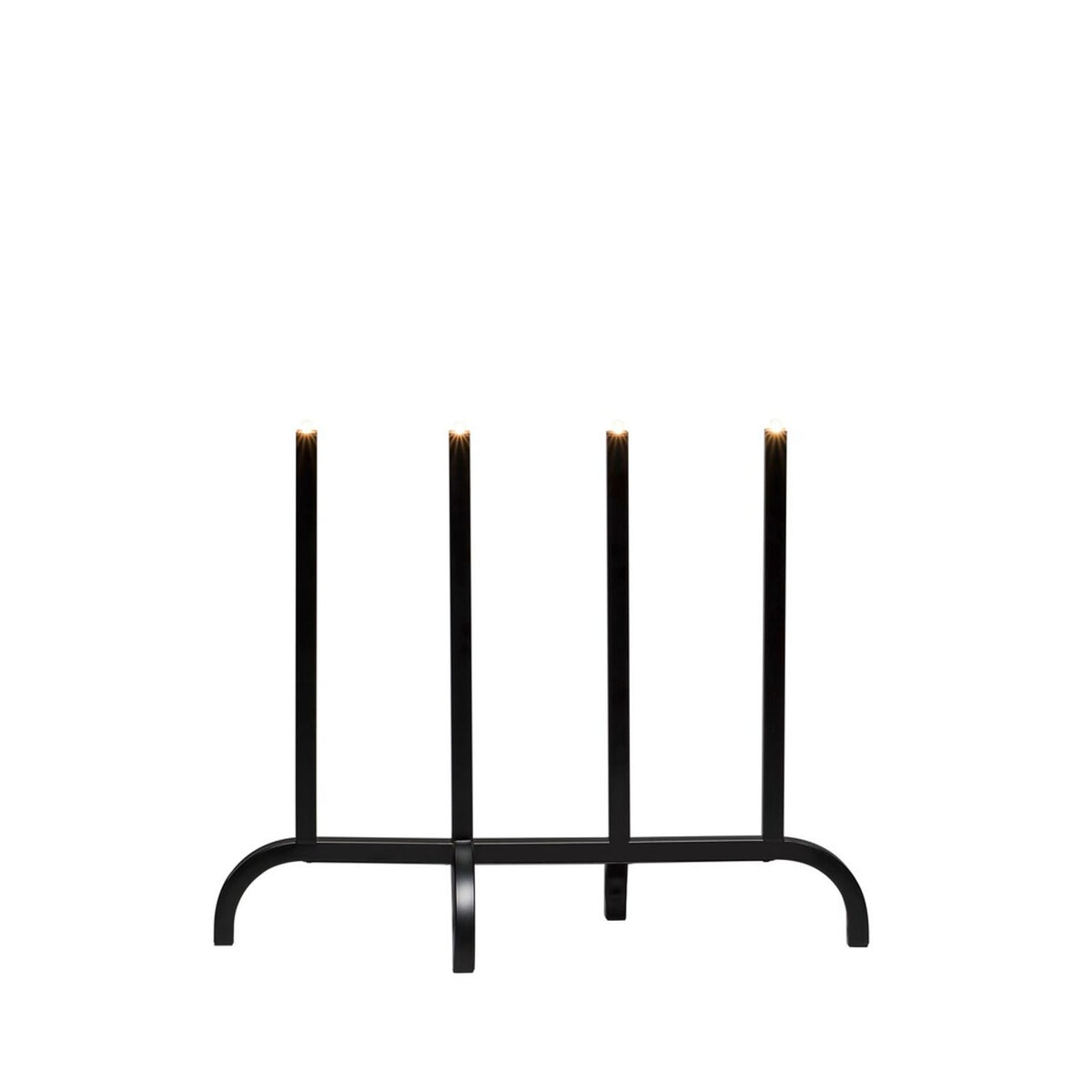 4 Ljus Metall Svart 50 cm Elljusstake