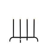 4 Ljus Metall Svart 50 cm Elljusstake