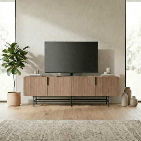 Edinburgh (200 x 55 x 35 cm) TV-bänk Naturlig ek svart
